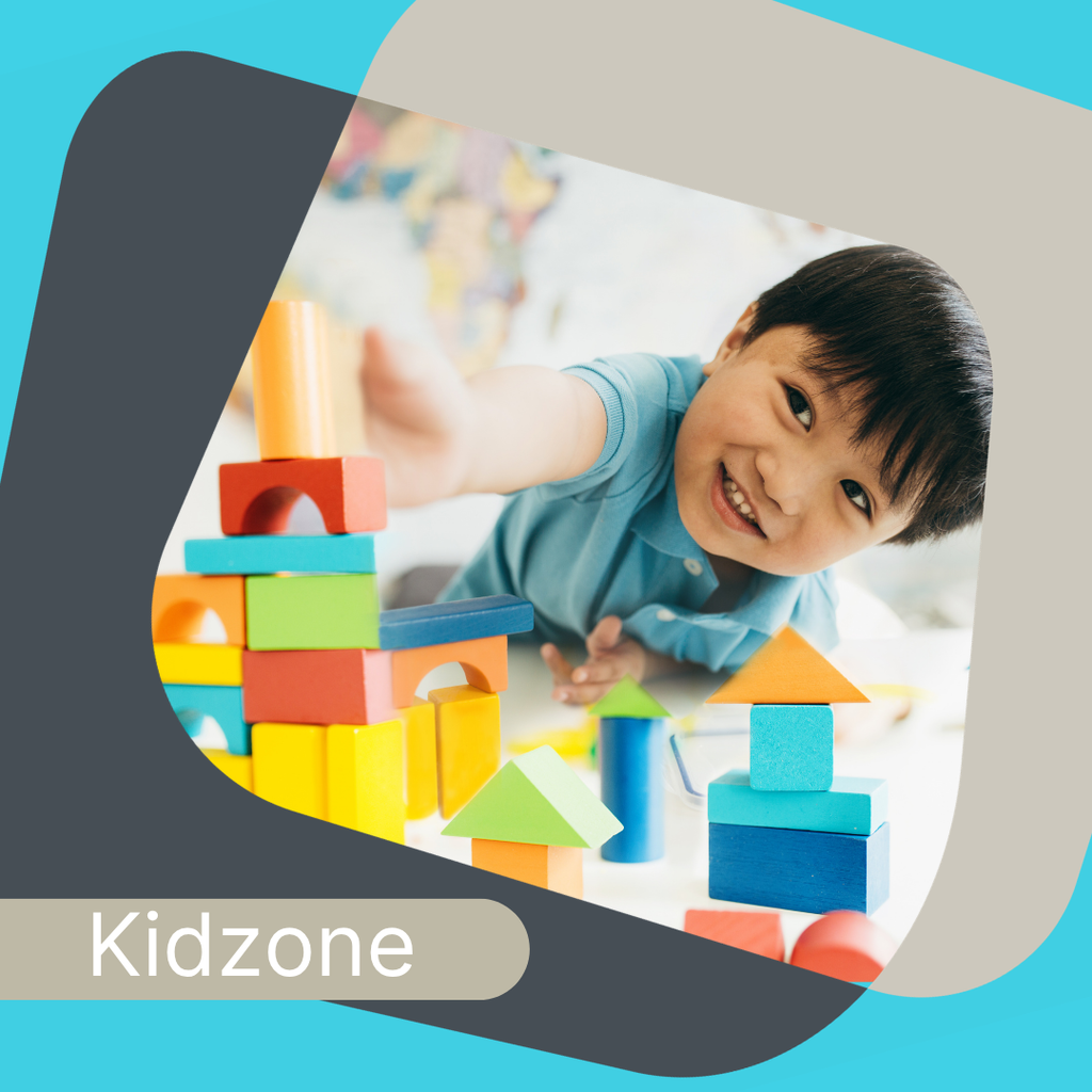Toddler stacking wooden blocks